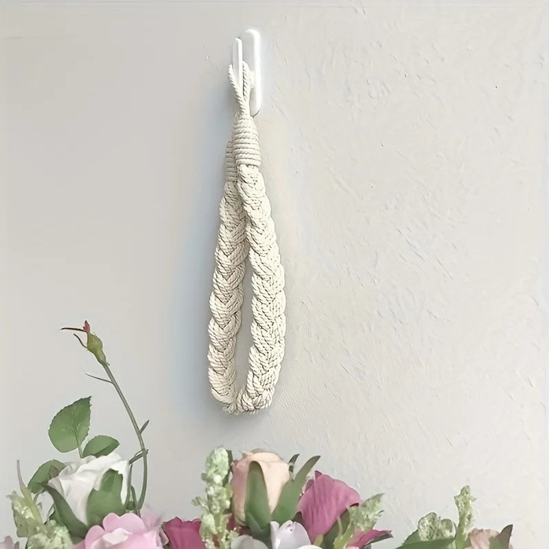 Embrasse rideau tresse en coton à boucle - tresse de coton écru accrochée à un crochet mural