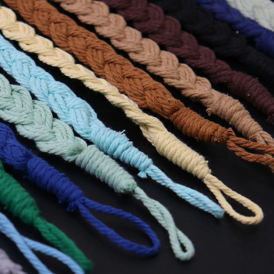 Extrémités d'embrasses tressées en coton avec boucle d'attache, crème, bleu ciel, marron, vert d'eau et bleu roi