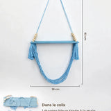 étagère murale suspendue - étagère murale suspendue bleue avec filet bleu et glands, 82 cm de haut