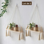 étagère suspendue bois - lot de 2 étagères en bois avec perles et glands en corde