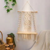 Étagère suspendue macramé Nala — style bohème cosy, ambiance naturelle