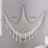 Dimensions hamac macramé Nidéo : 100 × 100 cm en haut, 135 cm de largeur