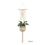 Porte-plante suspendu macramé - modèle de 105 cm à bâton de bois, façon tenture