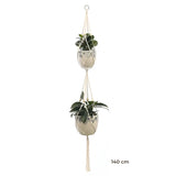 Porte-plante suspendu macramé - modèle double de 140 cm pour deux pots