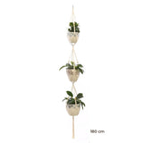 Porte-plante suspendu macramé - modèle triple de 180 cm pour trois pots