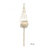 Porte-plante suspendu macramé - modèle de 75 cm à anneau et filet ajouré