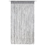 Rideau macramé anthracite - modèle bandeau droit, vue de face sur 240 cm