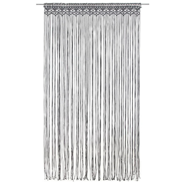 Rideau macramé anthracite - modèle bandeau droit, vue de face sur 240 cm