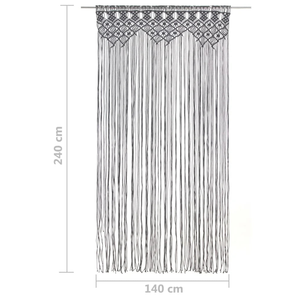 Rideau macramé anthracite - dimensions 140 × 240 cm, en-tête en pointes