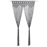 Rideau macramé anthracite - modèle pointes en V, cordons écartés des deux côtés