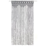 Rideau macramé anthracite - modèle pointes en V, vue de face sur 240 cm