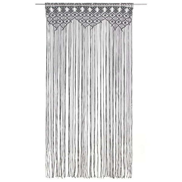 Rideau macramé anthracite - modèle pointes en V, vue de face sur 240 cm