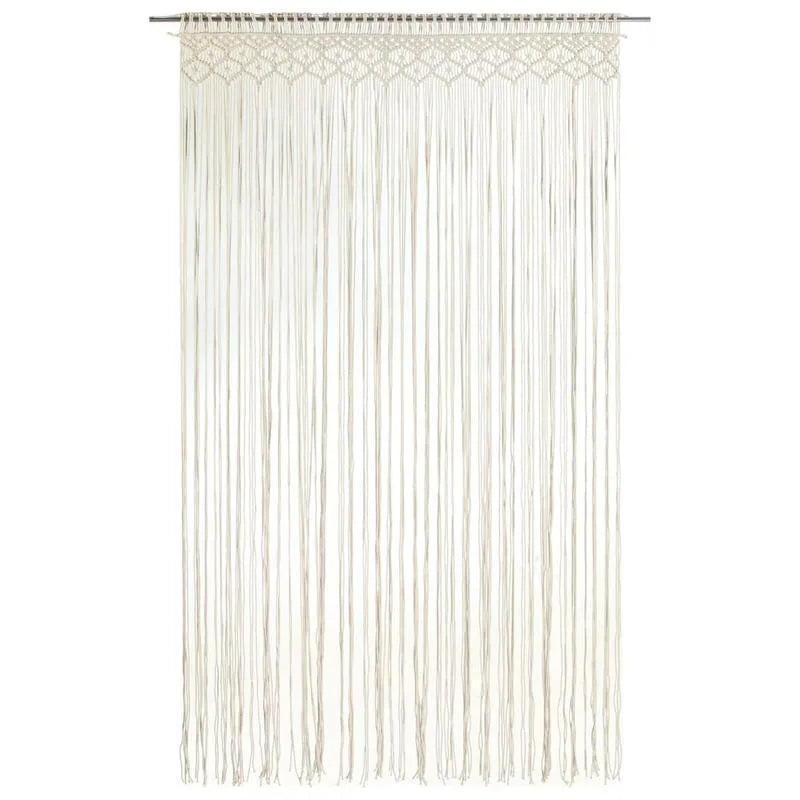 Rideau macramé écru - vue de face à plat, sur fond blanc, haut en petits losanges