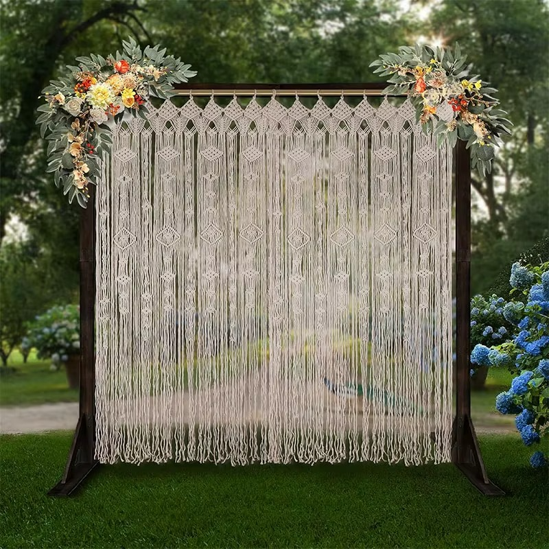 Texture nœuds macramé rideau Naïa — coton épais séparateur de pièce bohème