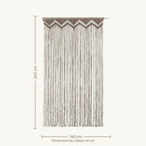 Rideau macramé taupe - dimensions : 140 cm de large, 240 cm de haut