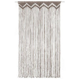 Rideau macramé taupe - vue de face à plat, sur fond blanc, haut en zigzags