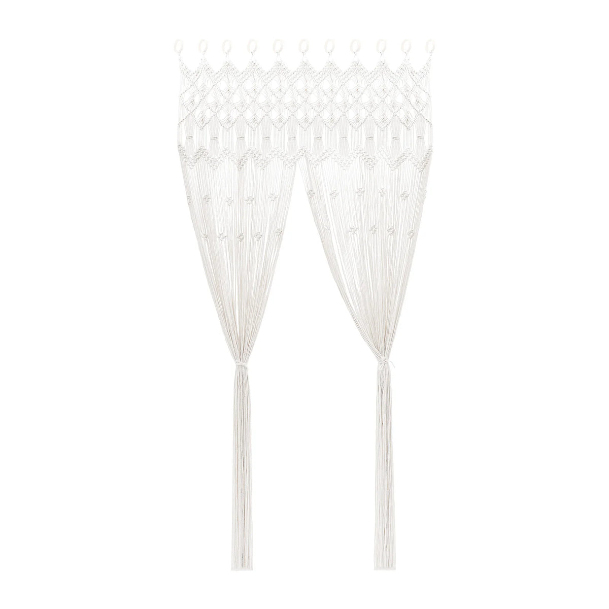 Rideau de porte macramé blanc - rideau seul sur fond blanc