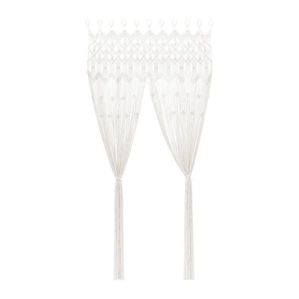 Rideau de porte macramé blanc - rideau seul sur fond blanc