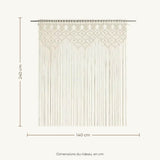Rideau de porte macramé écru - dimensions : 140 cm de large, 240 cm de haut