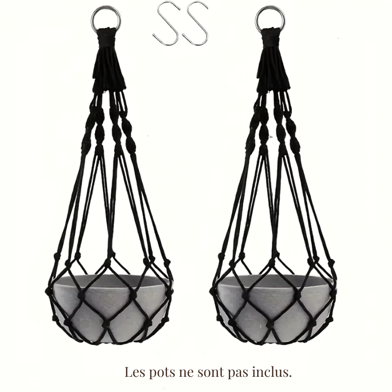 Suspension Gemma coloris blanc, coton macramé naturel