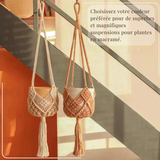 Détail nœuds losanges suspension macramé Liana, coton tressé