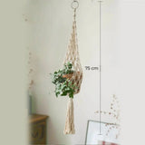 Suspension pour plantes macramé - modèle filet à gland de 75 cm avec pot en terre cuite et lierre