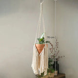 Suspension pour plantes macramé - modèle à franges de 70 cm avec pot en terre cuite