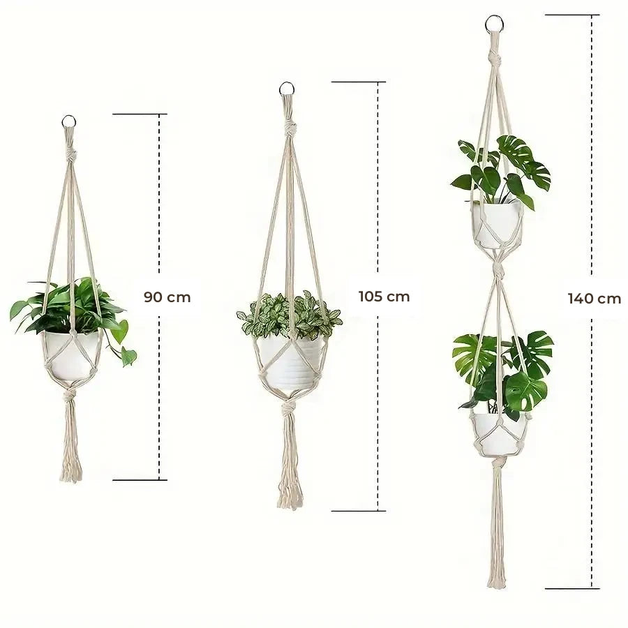 Suspensions plantes macramé - longueurs 90 cm, 105 cm et 140 cm