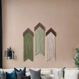 Tenture murale franges coton socle bois – motif bohème géométrique