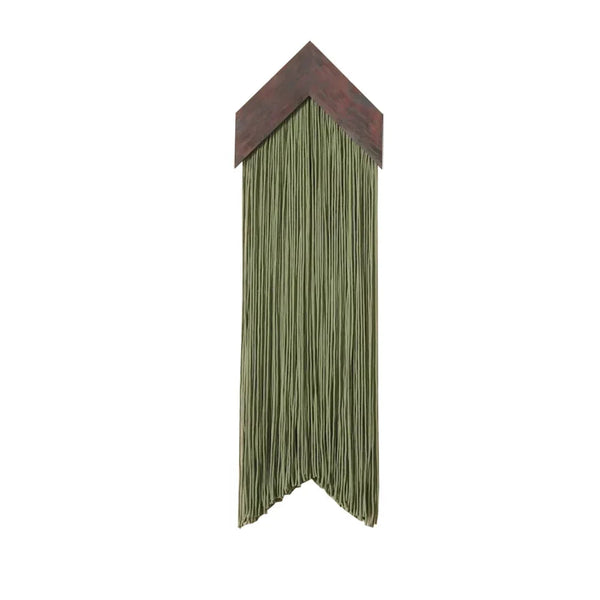 Tenture murale franges coton socle bois – vue latérale